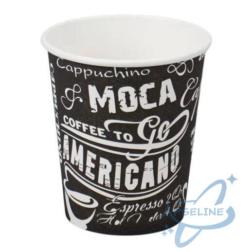 Стакан бумажный 250мл, MOCA, черный, 50 шт