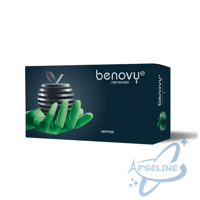 Перчатки нитриловые Benovy XS, зеленые, 50 пар