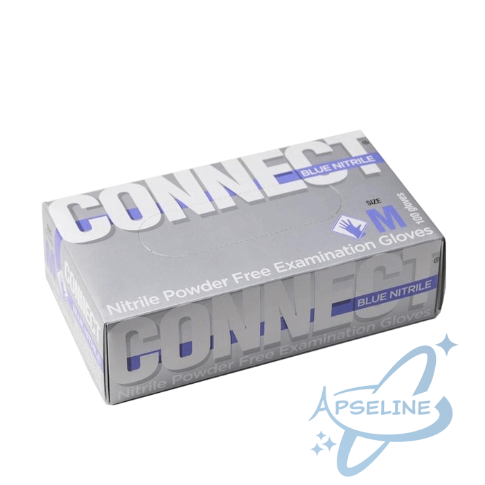 Перчатки нитриловые CONNECT BLUE NITRILE, S, голубые, 100 пар